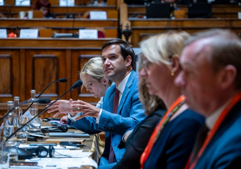 Dr. Ricardo Baptista Leite speaking at the OSCE Parliamentary Assembly at the National Parliament of Portugal about Security in the age of AI