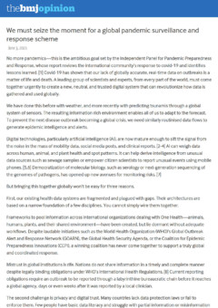 We must seize the moment for a global pandemic surveillance and response scheme